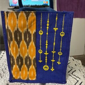Stylish Blue and Yellow Tote Bag SNEH India (special needs empowerment hub)